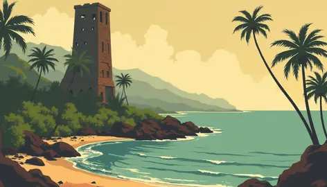 Illustration of a hawaii landscape