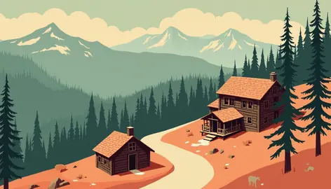Illustration of a mountain landscape